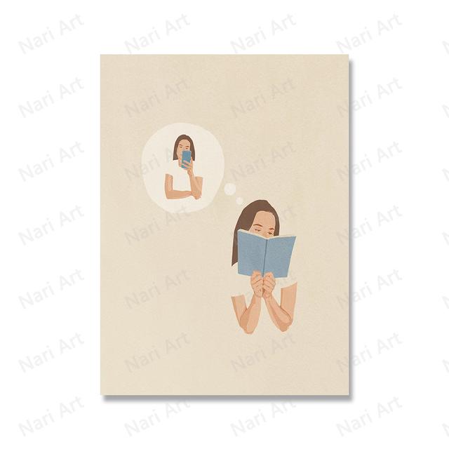 Abstract Character Poster Swimming Girl Wall Art Canvas Minimalist Life Modern Creative Print