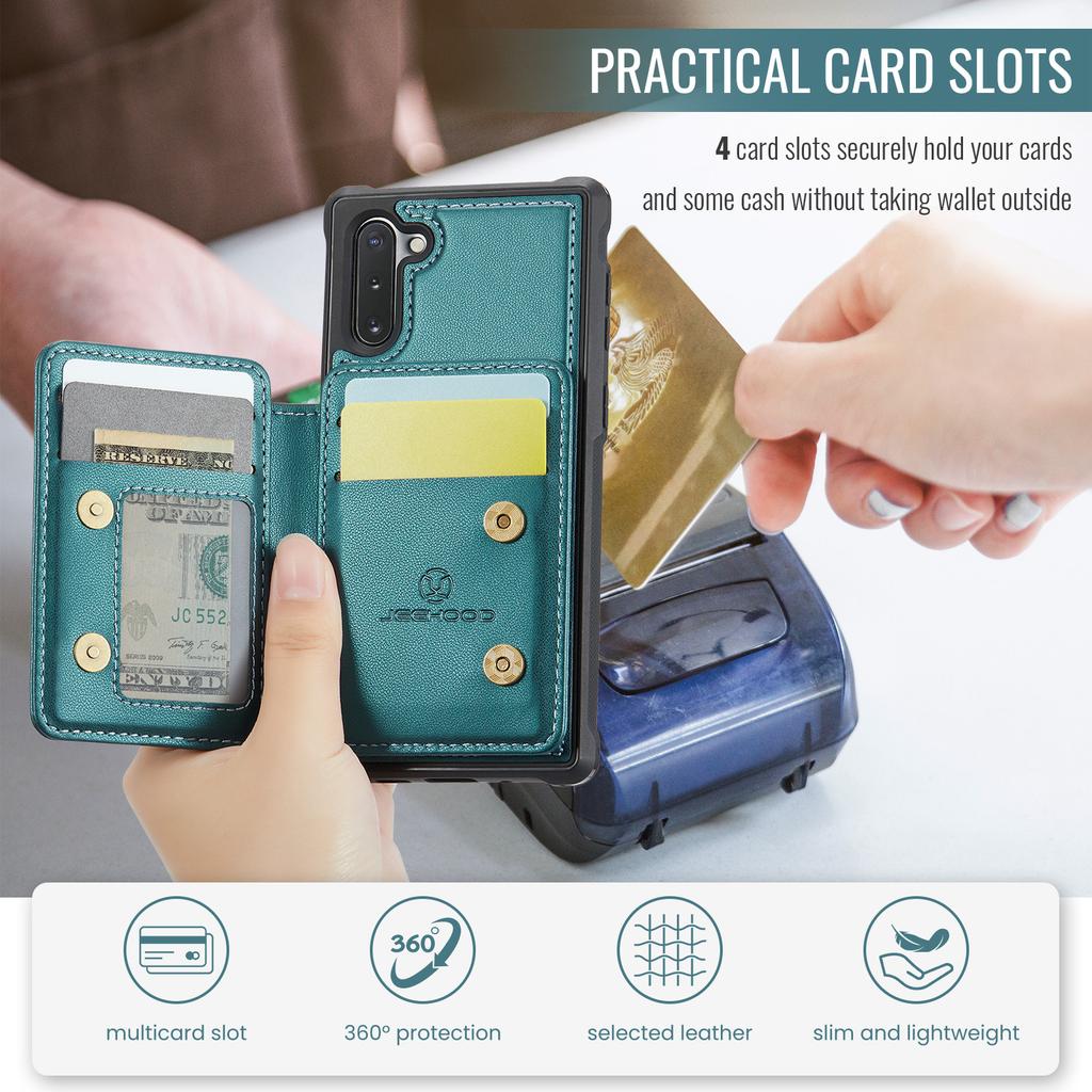 For Samsung Galaxy Note 10 4G Case JEEHOOD J05 Leather Mobile Cover with Detachable Magnetic Card Bag