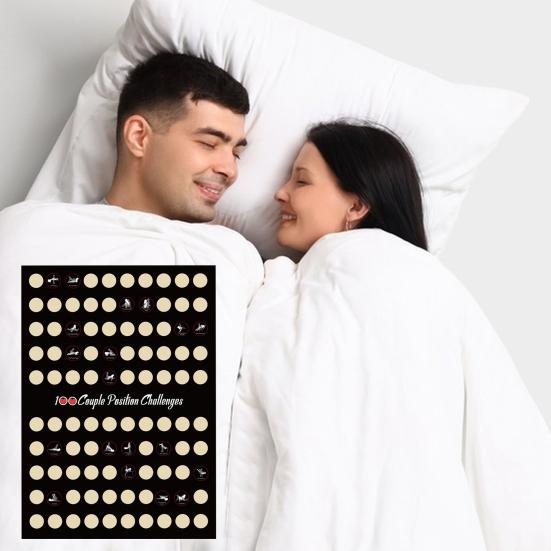 Плакат «100 парных поз» для скретч-карты на свидание ко Дню святого Валентина для взрослых, подарок на годовщину парню или девушке