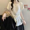 Plus Size Flutter Sleeve Slimming Summer Top - Women's Trendy Loose Fit