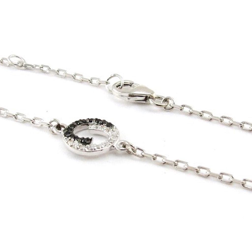 Les Trésors De Lily [J0850] - Silver Bracelet 'Scarlett' Black White (rhodium-plated) - 10 Mm