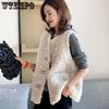 Повседневная куртка, женский жилет, повседневный кардиган без рукавов с V-образным вырезом, плюшевый теплый повседневный милый теплый жилет, топ
