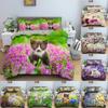 3D Animal Bedding Set Cute Cat Printed Duvet Cover Set Twin Double Full Queen King Size Comforter Cover With Pillowcase