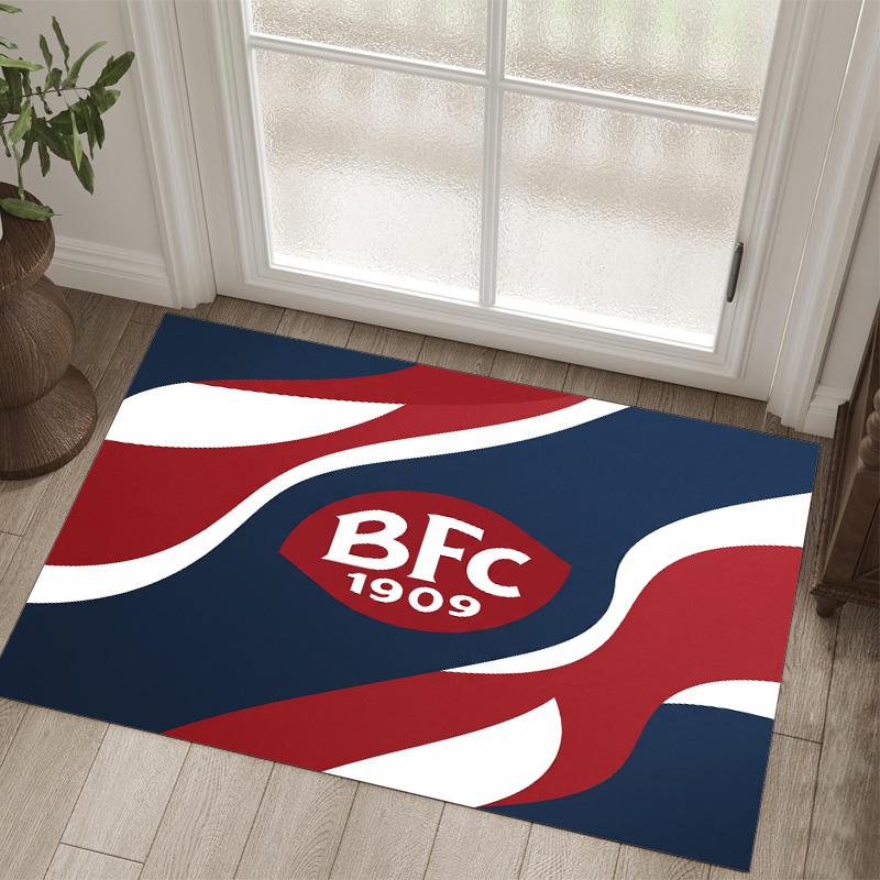 Bologna FC Design Crystal Velvet Carpet Cozy Non?Slip Printed Rug For Bedroom Living Room Entrance