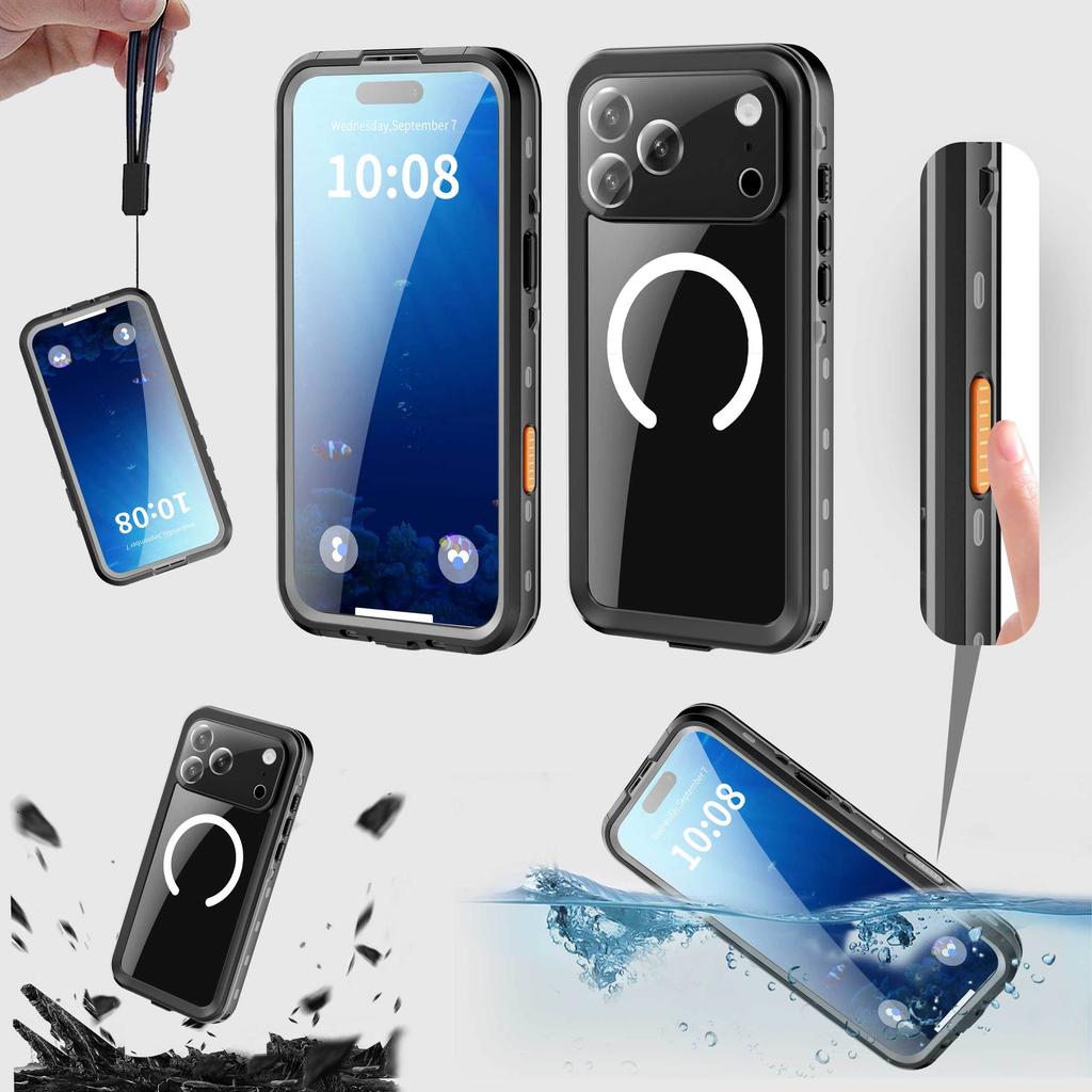 Red Pepper Waterproof Case Is Suitable for Apple IPhone17 Magnetic Suction Magsafe Outdoor Sports Anti-drop Protective Case.