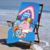 proof beach towel with a The Amazing World of Gumball1 pattern - soft,absorbent,quick-drying,machine washable - perfect for swimming,camping,bathing