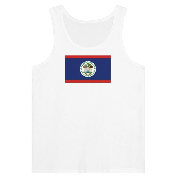 Débardeur - Drapeau du Belize - Blanc - 100% coton - Coupe ajustée - Mixte
