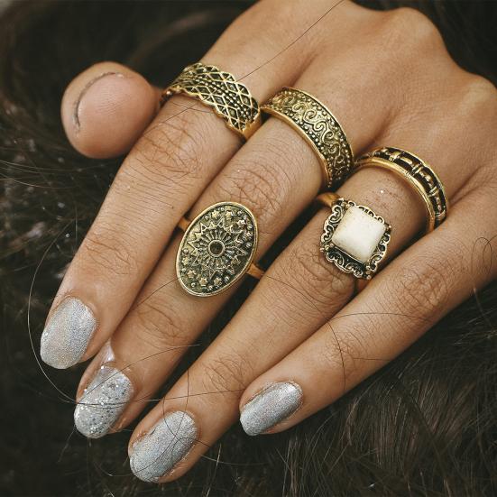 5Pcs/Set Vintage Women's Finger Knuckle Midi Stack Tip Rings Jewelry Gift Golden