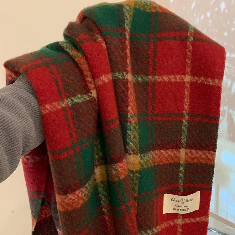 Scarf Winter New Collection Autumn/Winter Atmosphere Plaid Fringe For Couples, Warm And Student High-End Style Scarf