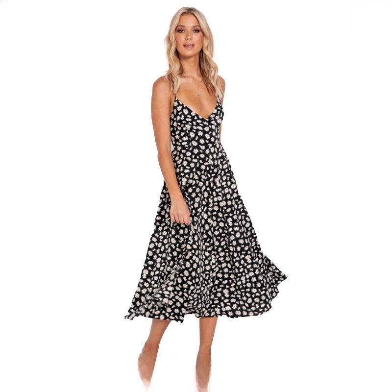 2023 Bohemian Print Beach Dress - Women's Sexy Spring/Summer Suspender Style