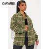 Plus Size Women's Casual Plaid Pocket Button Edge Long Shirt