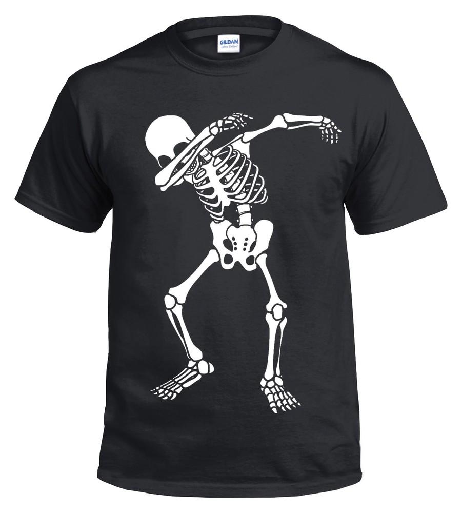 Halloween Skeleton Dab T-shirt Skull Scary Gift Kids Fancy Dress Horror Xmas Top