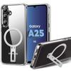 Protective Case - BOOLING - for Samsung Galaxy A25 5G - Reinforced Silicone - Magnetic Holder - Transparent