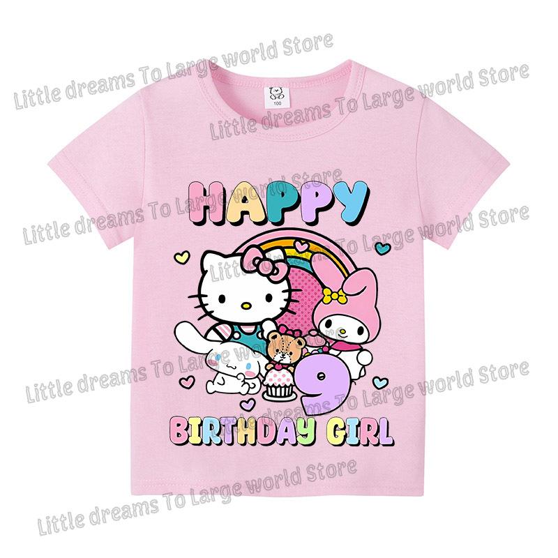 Baby Girls Birthday Number 19 Tshirt Cartoon Print Short Sleeve Tee Childrens Clothing Party Supplies Cotton Tee