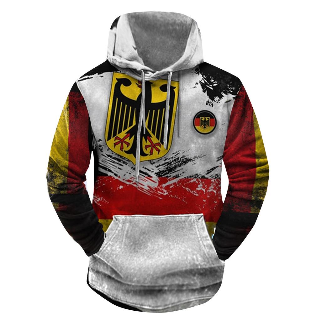 Модный свободный мужской и женский свитер с капюшоном с длинным рукавом и принтом