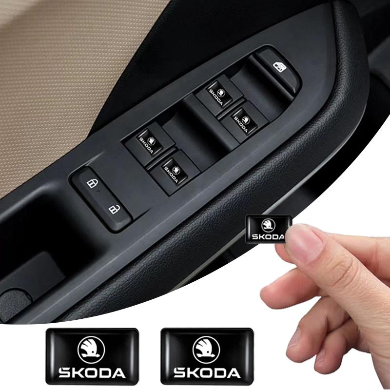 ERS2 10Pcs Car interior accessories door and window lifting button stickers For Skoda Octavia Kodiaq Fabia Superb Karoq Yeti Rapid