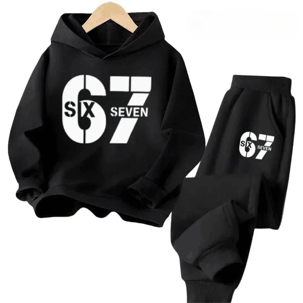 67 Chic Children's Hoodies Set 3-12Y Korean Streetwear Block Tracksuit Fashion Comfortable Kids Sweatshirt 2 Pcs Sets Pant Suit