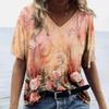 Vintage Fashion Motorcycle T-Shirt, V-Neck, Casual, Y2K Style, Short Sleeve T-Shirt for Women, V-Neck