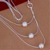925 Серебряное Ожерелье Популярные Модные Элегантные Ювелирные Изделия Очарование Тройная Цепочка Подвески Женские Милые Бусы Леди Красивые 45см