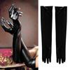 Women Cosplay Faux Leather High Elastic Arm Sleeves Long Gloves Full Fingers Black Sexy Novelty