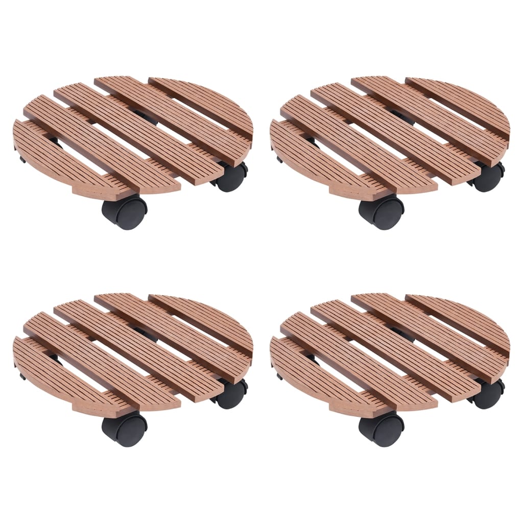 Vidaxl Podstawki Na Kółkach Pod Donice, 4 Szt., Brąz, Ø30X7,5 Cm, Wpc