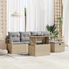 Set of 6 Pieces of Garden Sofas with Beige Poly Rattan Cushions, 2-seater Garden Sofa with Storage 3361119