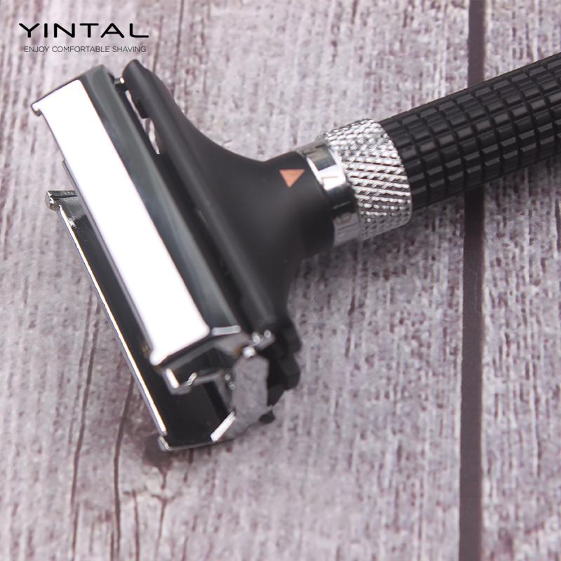Yintal Adjustable Butterfly Open Double Edge Safety Razor Black Silver Color Matching Fashion Design Shaver