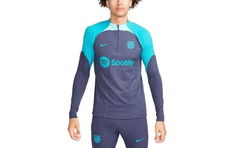Nike T Shirts Men's Thunder Blue/Light Aqua Green Crew Neck Moderate Straight Fit DZ0692-438