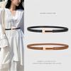 Thin Retro Women Belt Classic Slim Waist Strap For Dresses Shirts Pants PU Leather Minimalist Accessory