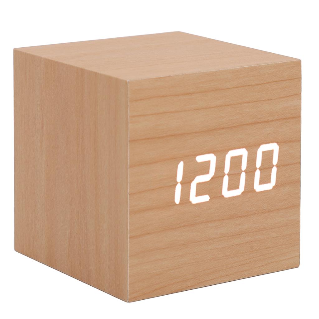 LED Wood Clock Multifunctional Large Display 3 Brightness Eye Protection Portable Smart LED Digital Clock for Office