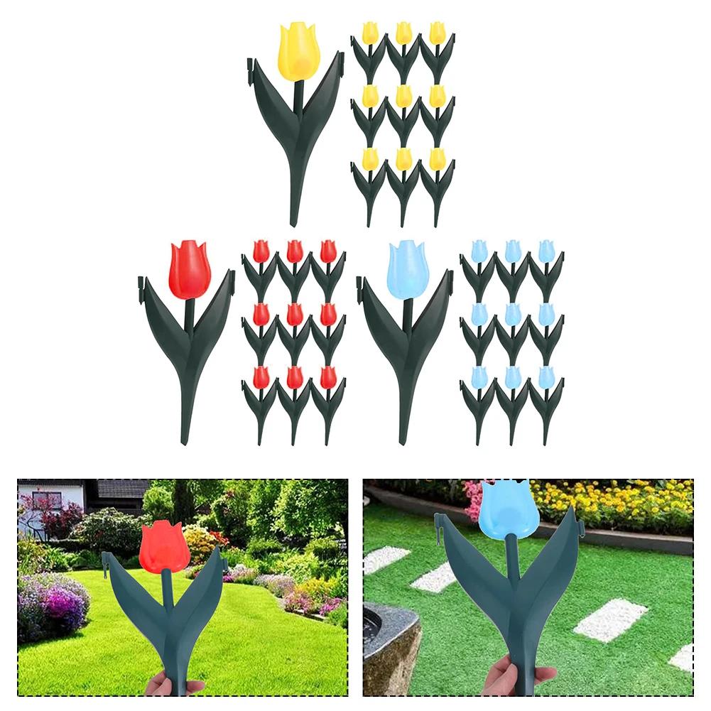 12pcs Plastic Fence Fence Garden Patio Tulip Multi Color Outdoor Hedge Fence Decorative Stakes Outdoor Garden Yard Decor