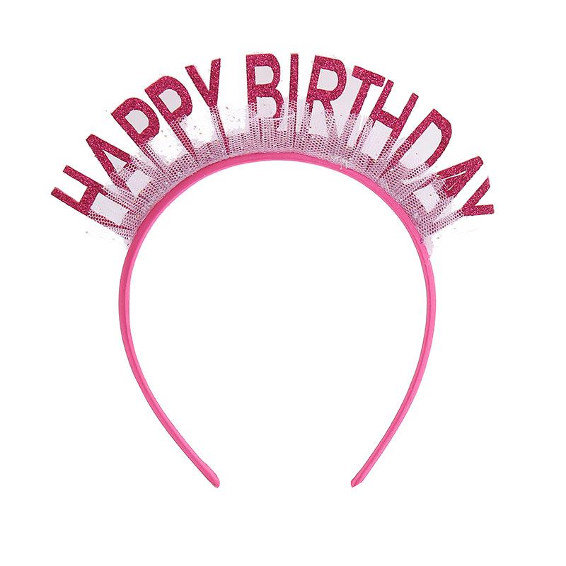 Large Korean-style Birthday Hat Glitter Happy Birthday Hair Band DIY Party Headwear Children Waterproof Plastic Indoor
