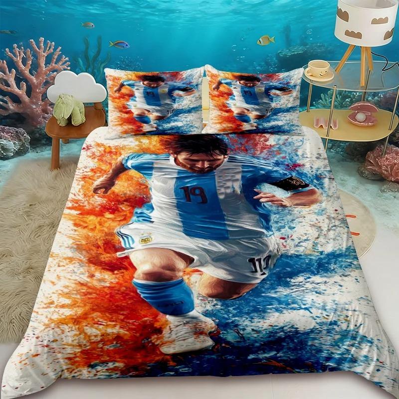 Fashion Duvet Cover Set Youth Football M-Messis Bedding Set Bedroom Decoration 2/3piece set Single/Double/Queen Large Size
