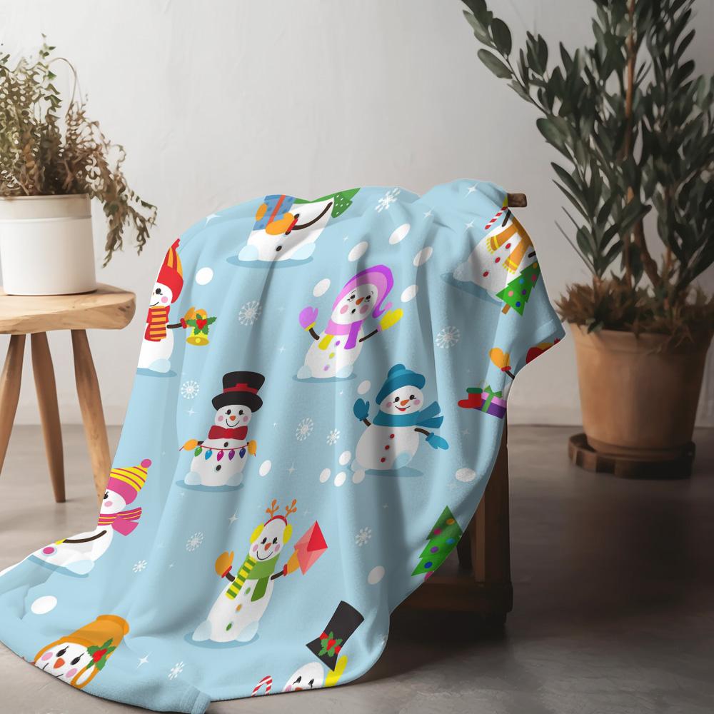 Snowflake Christmas Blanket Cozy Flannel Throw Winter Warm Festive Holiday Decor Gift Home Bedroom Dorm