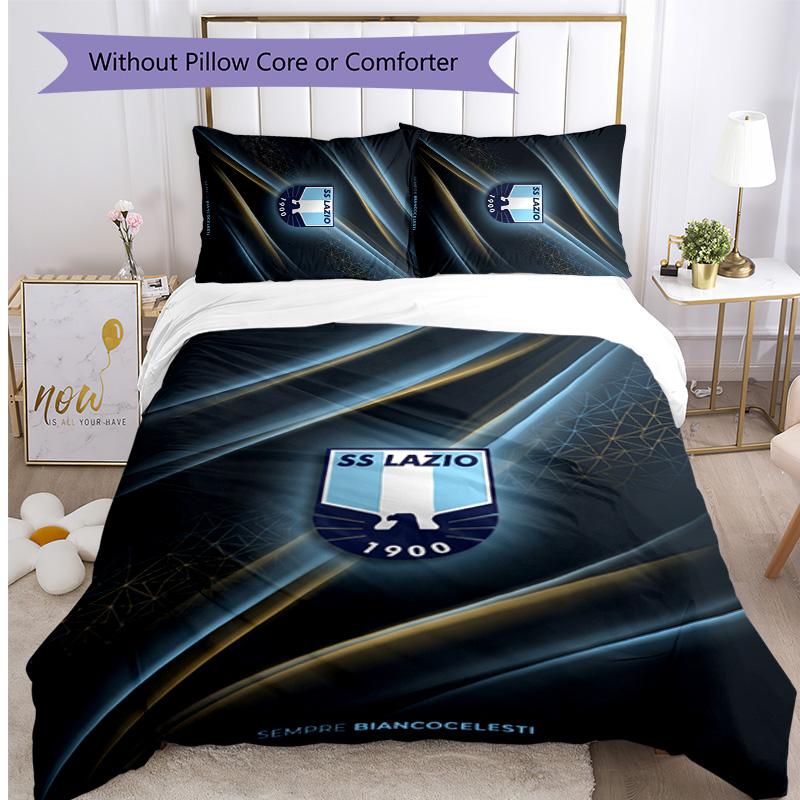 Lazio FC Printed 3PCS Bedding Set Breathable Duvet Cover with Pillowcases Decorative Bed Linen for Bedroom Home