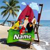 Custom Name Personalized Angry Birds Print Beach Towel, for Trip Camping Beach Party Home Decor, Birthday Gift for Family & Friends