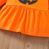Kids Girls Halloween Outfit Spring Autumn Long Sleeve Pumpkin Printed Skirt Pants Two Piece Set Fashion Casual Children Clothing