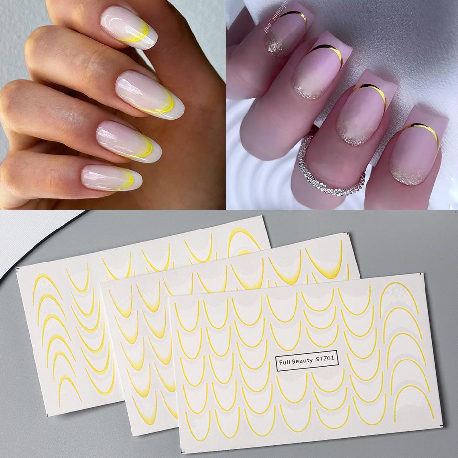 Xiaomi 3pcs Gradient French Line Nail Stickers Water Decals 3D French Tips Manicure Nail Art Gel Sliders Decorations Accessories