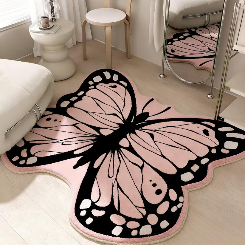Butterfly Pattern Bedroom Decor Plush Carpet Irregular Shape Carpets for Living Room Home Thick Floor Mat Fluffy Soft Lounge Rug