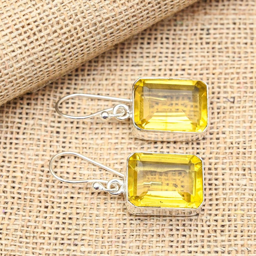 Драгоценный камень цитрин, ювелирные изделия из стерлингового серебра 925 пробы ручной работы, милые серьги, подарок для нее