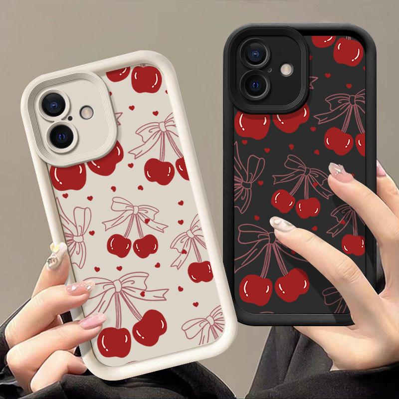 Чехол-бампер с вишней из ТПУ для IPhone 16 Pro Max, противоударный, из мягкого силикона, для IPhone 15 14 Pro 13 12 Pro Max 11, чехол для телефона Funda