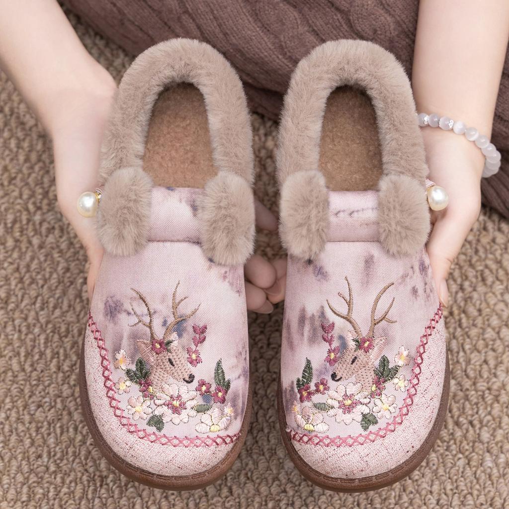 Cotton Shoes Women's Winter Plus Velvet Thickened Old Beijing Cloth Shoes National Style Cotton Boots Widened Thick-soled Mother Shoes