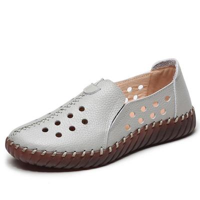 Ортопедические сандалии из натуральной кожи женские плоские слипоны с круглым носком мягкая дышащая нескользящая обувь для ходьбы с хорошим сводом стопы