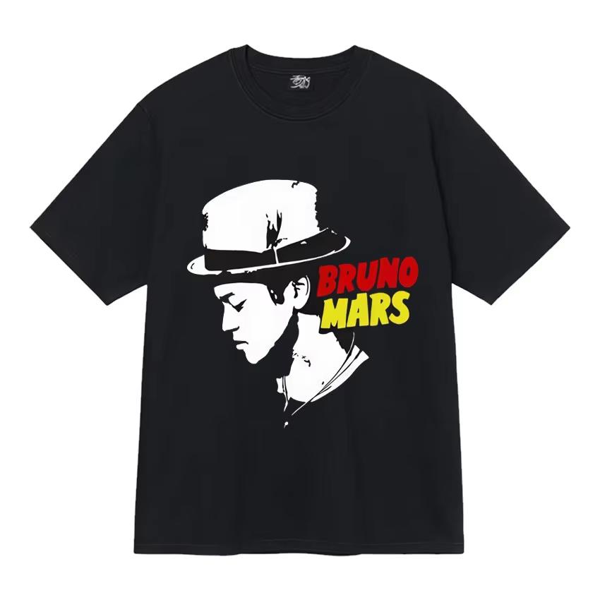 Singer Bruno Mars 24k Magic World Tour Fashion Graphics T Shirts Mens Aesthetic Hip Hop Tshirt Casual Summer Streetwear Unisex