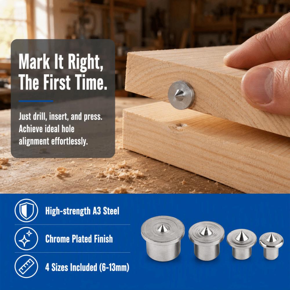8PCS Multi-Size Dowel Center Points Solid Wood Pin Tenon Alignment Tool Furniture Positioning