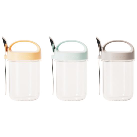 Стеклянная чашка для овсянки емкостью 430 мл с ложкой и крышкой. Герметичный контейнер для овсяных хлопьев без бисфенола-А на ночь для хлопьев, салатов, йогуртов. Банка для приготовления еды для здоровых завтраков.