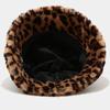 Women S Leopard Print Fleece Lined Bucket Hat Casual Warm Winter Hat
