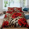 Leopard Print Duvet Cover Set Queen Cheetah Bedding Sets Geometric Comforter Cover African Safari Animal Quilt Cover Room Decor