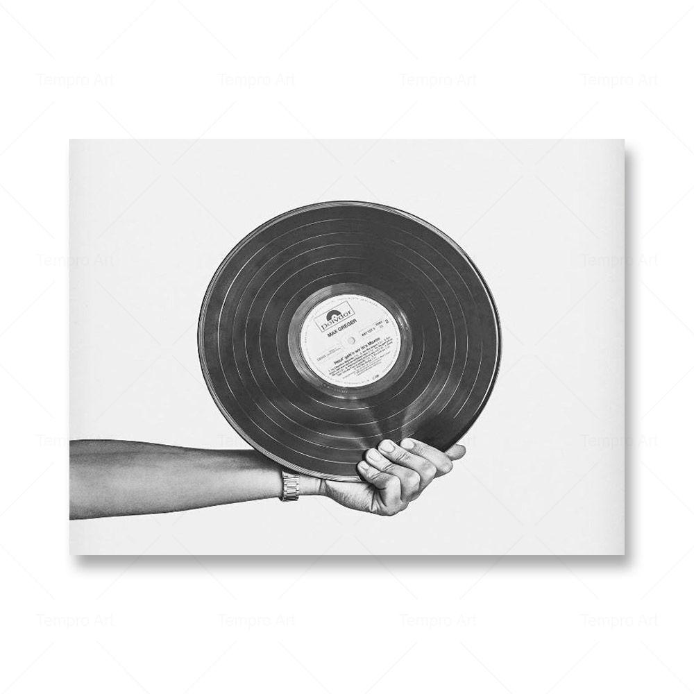 Черно-белые музыкальные принты, ретро виниловая пластинка, гитарный постер, настенная живопись на холсте, скандинавская картина для гостиной, домашний декор