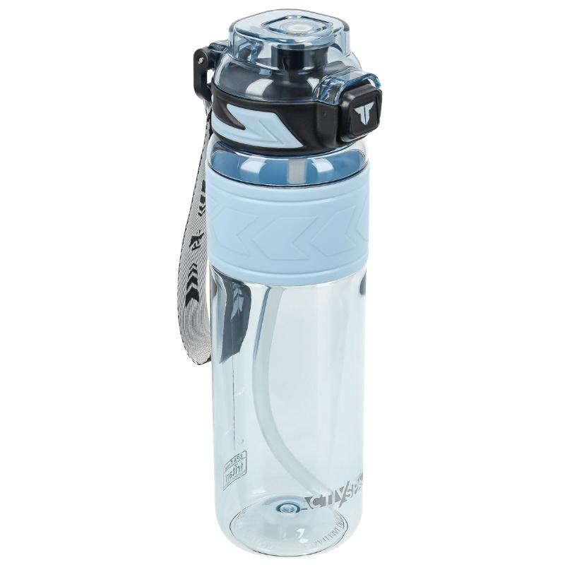 Tritan water bottle 1000ml with measuring cup - blue